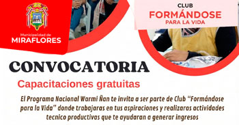  Capacitaciones gratuitas "Formándose para la Vida" de la Municipalidad de Miraflores Arequipa
