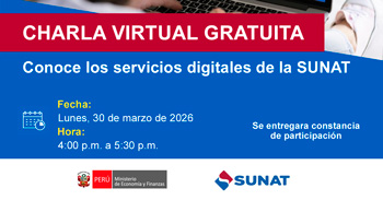  Charla online gratis "Conoce los servicios digitales de la SUNAT" 