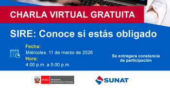  Charla online gratis "SIRE: Conoce si estás obligado" de la SUNAT