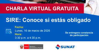  Charla online gratis "SIRE: Conoce si estás obligado" de la SUNAT