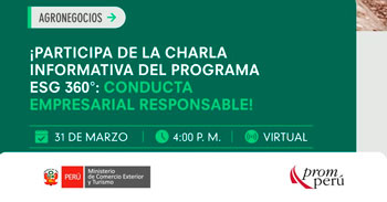  Charla online "Programa ESG 360° – Conducta Empresarial Responsable" de Promperú
