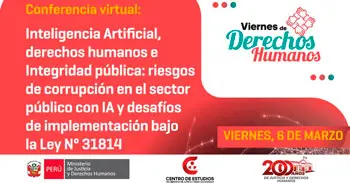  Conferencia online "Inteligencia Artificial, derechos humanos e Integridad pública " del MINJUSDH