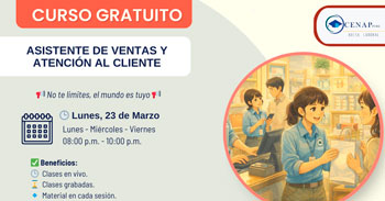  Curso online gratis "Asistente de Ventas y Atención al Cliente" de CENAP PERÚ