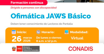  Curso online gratis "Ofimática JAWS Básico" del MIMP Conadis