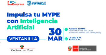  Evento presencial "Impulsa tu MYPE con Inteligencia Artificial"  de PRODUCE