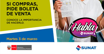  Evento online gratis "Si compras, pide boleta de venta conoce la importancia de hacerlo." de la SUNAT