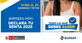  Evento online gratis "¡Empieza hoy! Declara tu renta 2025" de la SUNAT