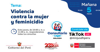  Evento online "Violencia contra la mujer y feminicidio" del MINJUSDH