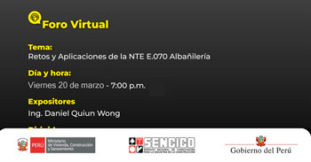  Foro online gratis "Retos y Aplicaciones de la Norma Técnica E.070 Albañilería"  del SENCICO