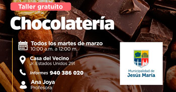  Taller gratuito "Chocolatería" de la Municipalidad de Jesús María