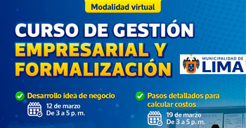  Taller online: "Gestión empresarial y formalización" de la Municipalidad de Lima