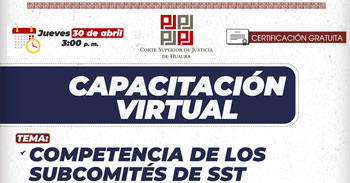  Capacitación virtual - "Competencia de los Subcomités de SST" Corte Superior de Justicia de Huaura