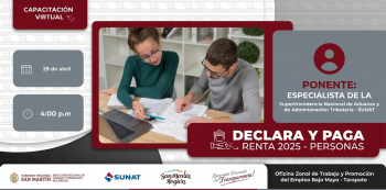  Capacitación VIRTUAL - "Declara y Paga Renta 2025 Persona" DRTPE San Martín