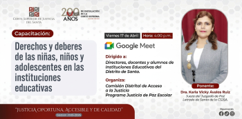  Capacitación VIRTUAL - "Derechos y deberes de las niñas, niños y adolescentes en las instituciones educativas"