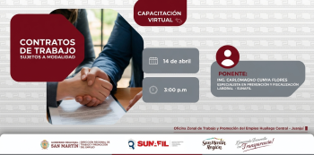  Capacitación online gratis  - "Contratos de trabajo sujetos a modalidad" DRTPE San Martín
