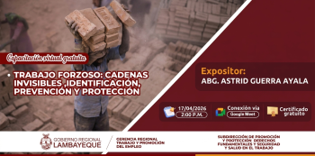  Capacitación virtual gratuita - "Trabajo Forzoso: Cadenas Invisibles, Identificación, Prevención y Protección"