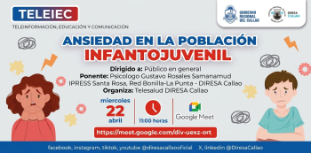  Capacitación online gratis - "Ansiedad en la población infantojuvenil" Diresa Callao