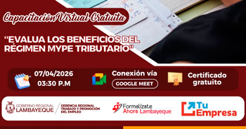  Capacitación online gratis "Beneficios del régimen mype tributario"