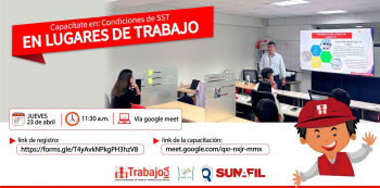  Capacitación virtual Gratis - "Condiciones de SST en lugares de trabajo" DRTPE de Ica