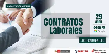  Capacitación online gratis - "Contratos laborales" Formalizate Ahora - Loreto