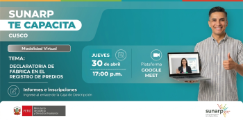  Capacitación online Gratis - "Declaratoria de fábrica en el Registro de Predios" SUNARP