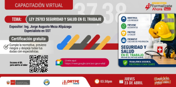  Capacitación virtual - "Ley 29783: Seguridad y Salud en el Trabajo" DRTPE Pasco