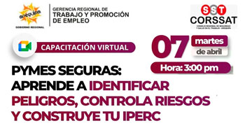  Capacitación online  "Pymes seguras: detecta peligros y protege tu negocio" Regional de Trabajo Arequipa