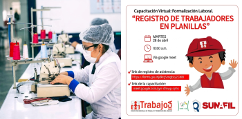  Capacitación online - "Registro de trabajadores en planillas" DRTPE Ica