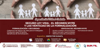 Capacitación online - "Seguro Ley Vida- El Régimen MYPE y las Ventajas de la Formalización" GRTPE Lambayeque