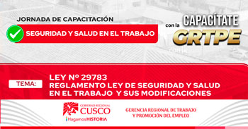  Capacitacion online gratis "Seguridad y Salud en el Trabajo" GRTPE Cusco 