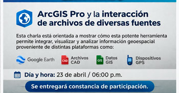 Charla virtual "ArcGIS Pro y la interacción de archivos de diversas fuentes" SENCICO