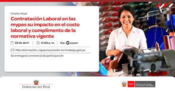 Charla online "Contratación Laboral en las mypes su impacto en el costo laboral" del MTPE