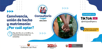  Evento online - "Convivencia, unión de hecho y matrimonio: ¿Por cuál optar?" Ministerio de Justicia