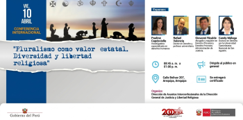  Conferencia virtual - "Pluralismo como valor estatal. Diversidad y libertad religiosa" Ministerio de Justicia