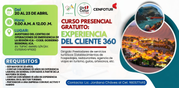 Curso presencial gratis - "Experiencia del Cliente 360" Dircetur Ica
