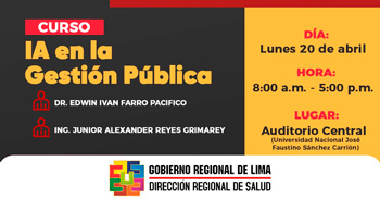 Curso presencial gratis "IA en la Gestión Pública" de la Diresa Lima