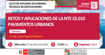  Foro online gratis "Retos y aplicaciones de la NTE CE.010 Pavimentos Urbanos" del SENCICO