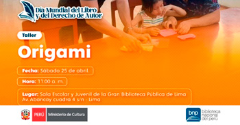  Taller presencial gratis "Origami" de la Biblioteca Nacional del Perú (BNP)