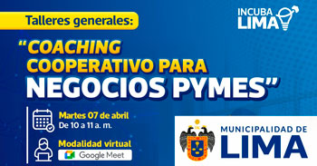  Taller online "Coaching cooperativo para negocios pymes" de la Municipalidad de Lima