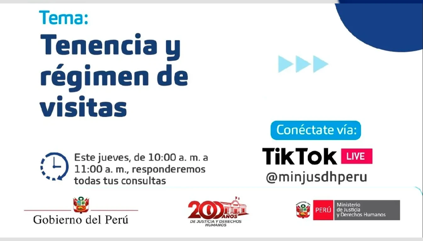  Evento online gratis Consultorio legal "Tenencia y Régimen de Visitas"del MINJUSDH