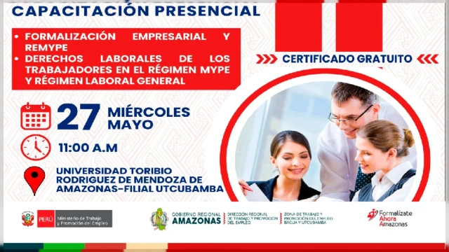  Capacitación presencial - "Formación y orientación laboral para estudiantes universitarios" DRTPE Amazonas