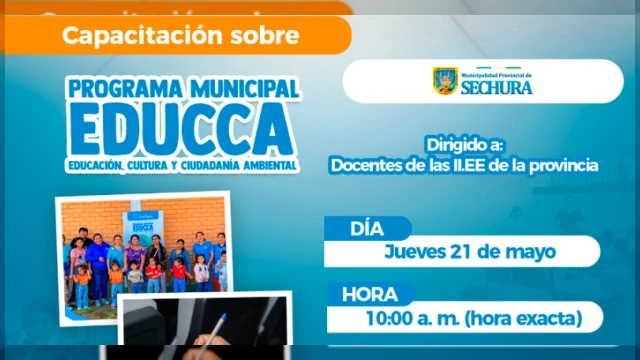  Capacitación presencial - "Programa Municipal EDUCCA" Municipalidad Provincial de Sechura