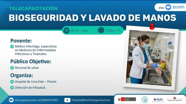  Capacitación online - "Bioseguridad y lavado de manos" Hospital de Lima Este - Vitarte