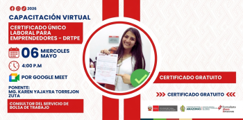 Capacitación online - "Certificado único laboral para emprendedores" - DRTPE Amazonas