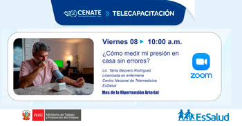  Capacitación online "¿Cómo medir mi presión en casa sin errores?" de EsSalud