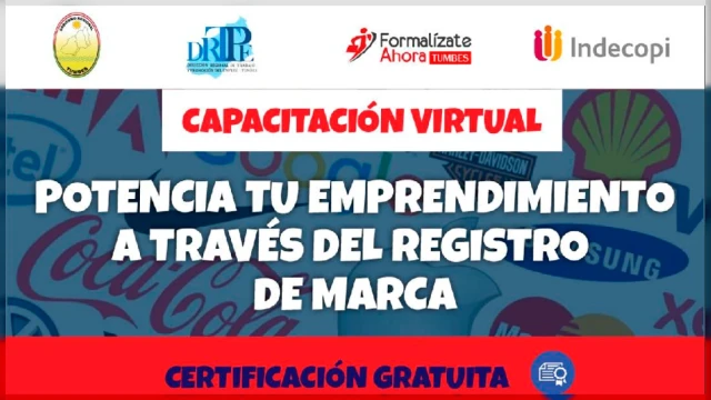  Capacitación virtual gratis - "Potencia tu emprendimiento a través del registro de marca" DRTPE Tumbes