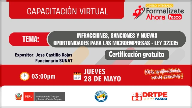  Capacitación virtual - "Infracciones, sanciones y nuevas oportunidades para las microempresas – Ley 32335" 