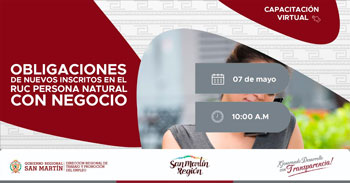  Capacitación virtual - "Obligaciones de Nuevos Inscritos en el RUC Persona Natural con Negocio" 