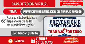  Capacitación virtual - "Prevención e identificación del trabajo forzoso" Dirección Regional de Trabajo - Pasco