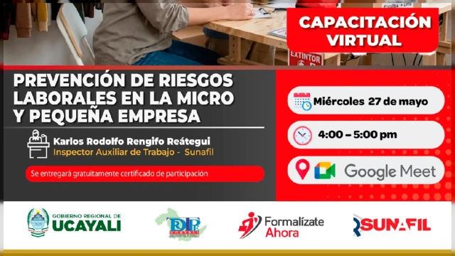 Capacitación virtual - "Prevención de riesgos laborales en la micro y pequeña empresa" DRTPE Ucayali 